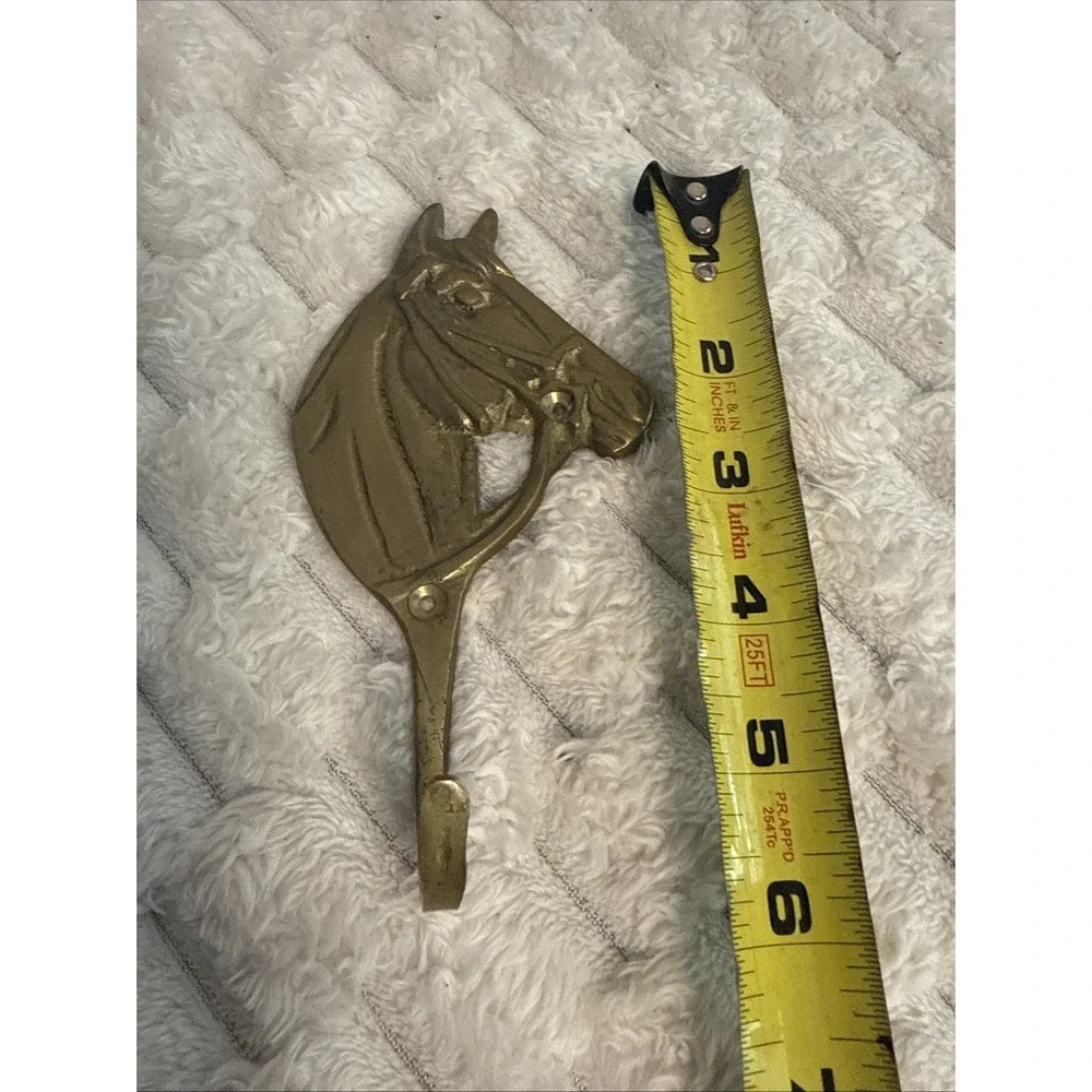 Vintage MCM Horse Head Brass Hook Equine Georgian Rustic Barn Stable Hang Decor